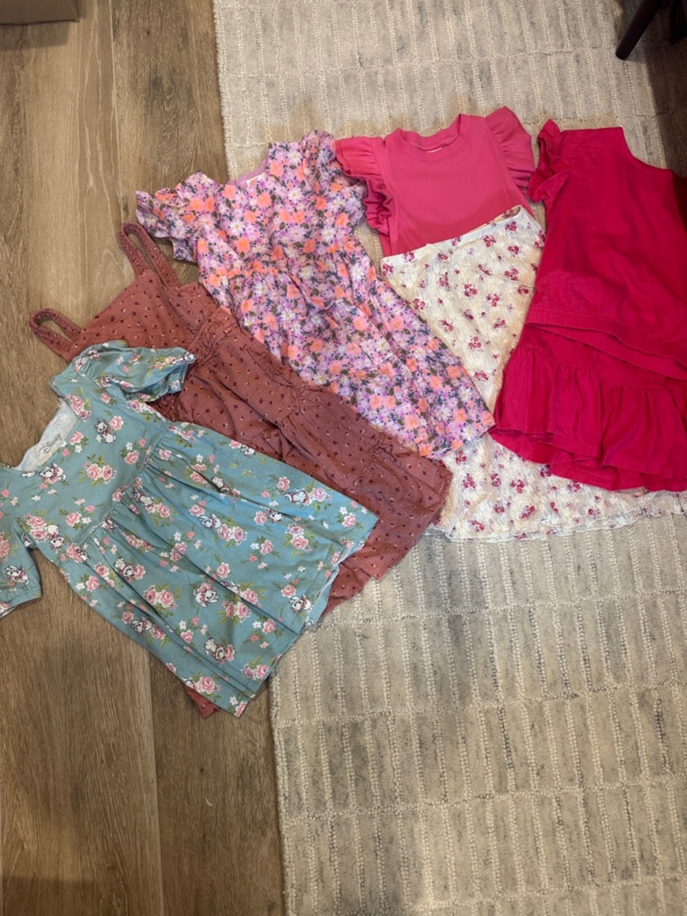 Girls floral Dresses & two shirt and skirt sets - Pink, Coral, Teal